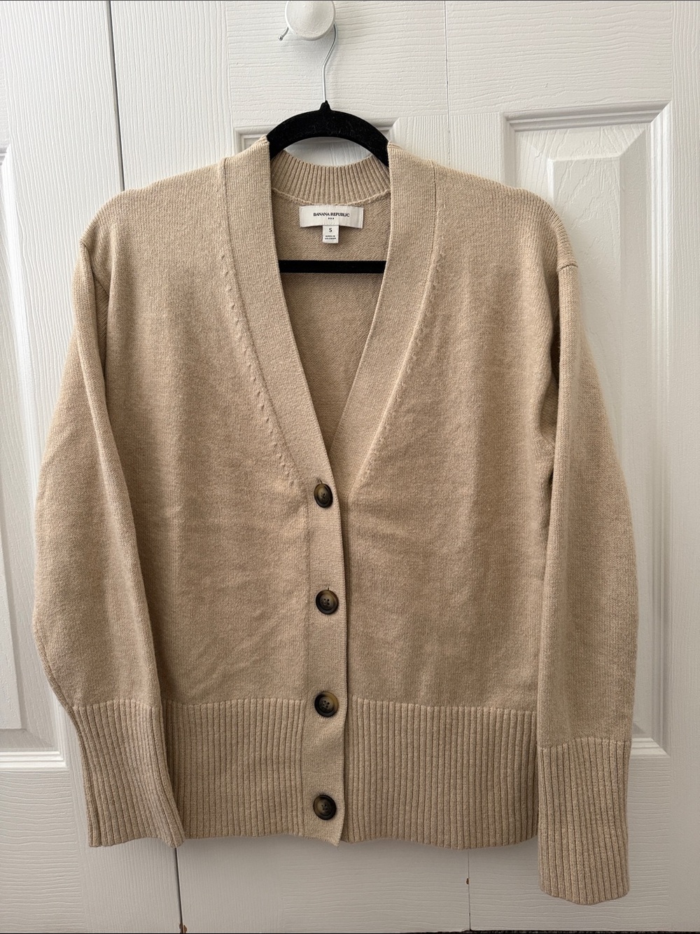 Banana Republic Women's Beige Button-Front Wool Blend Cardigan